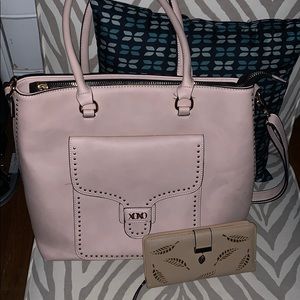 Pink big shoulder bag purse with wallet